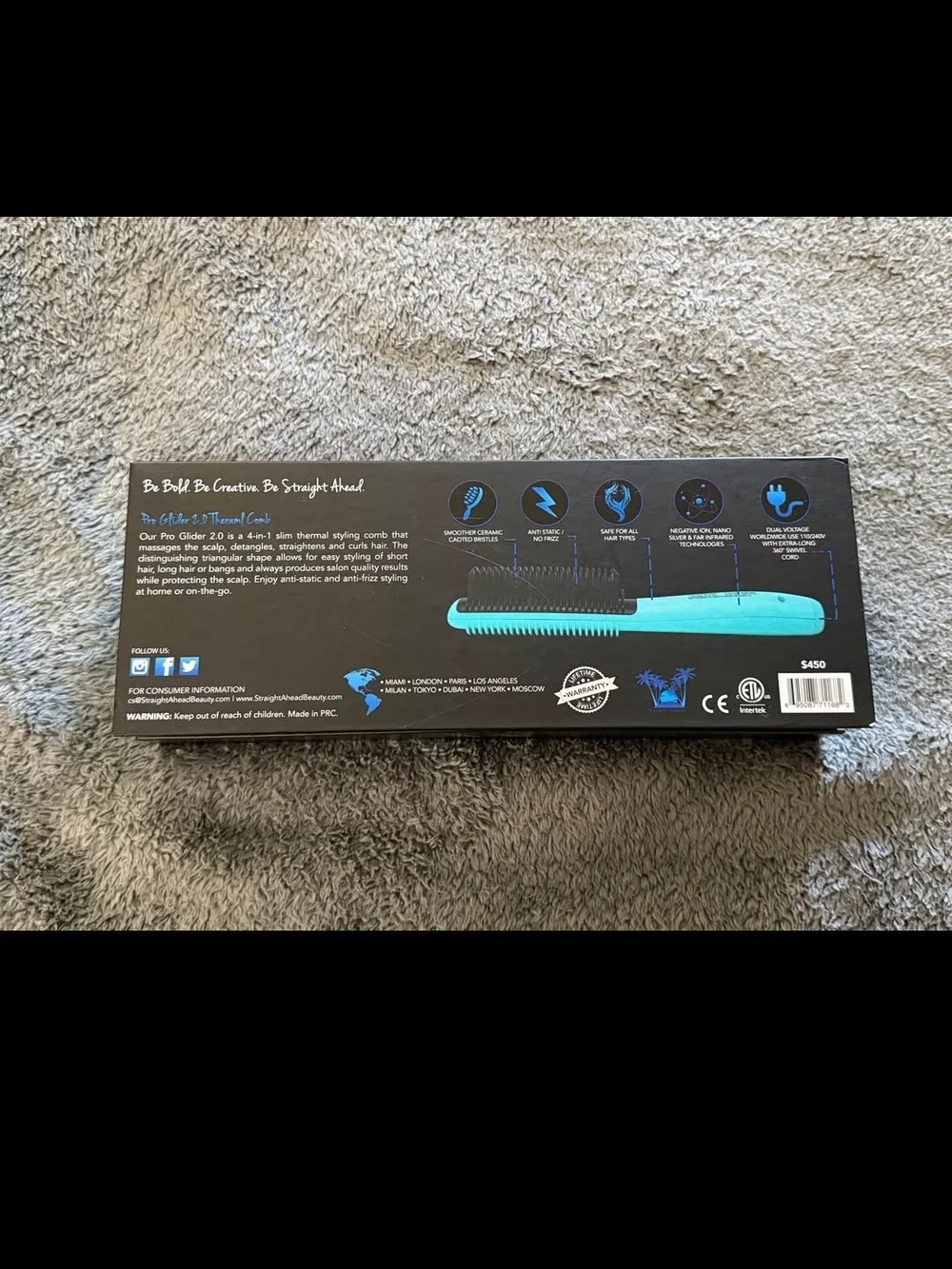 Straight Ahead Pro Glider 2-in-1 Thermal Styling Comb - Teal